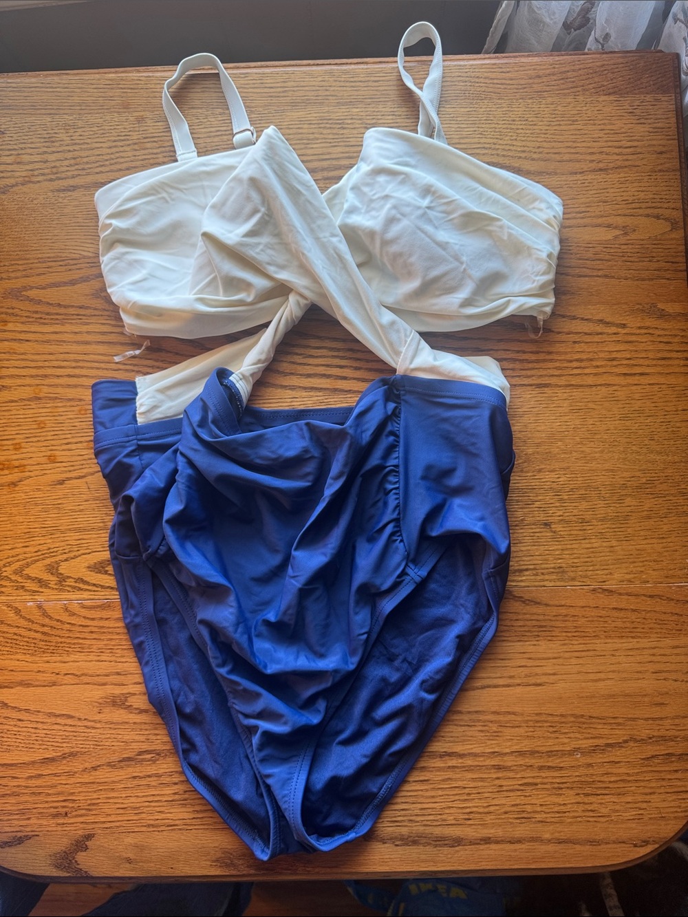 White and Blue Women's One-Piece Swimsuit